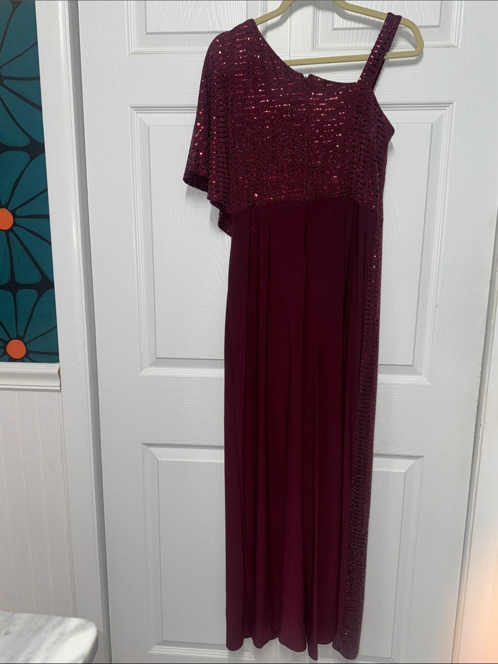 R&M Richard Jumpsuit Pant Sequined Overlay in Burgundy Size Taller 8 - Picture 2 of 7
